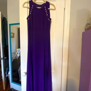 Floor length purple gown
